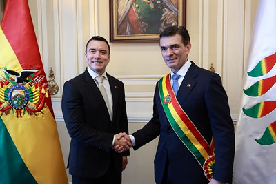 PRESIDENTE NOBOA ES RECIBIDO CON OVACIÓN DURANTE INVESTIDURA PRESIDENCIAL DE RODRIGO PAZ, EN BOLIVIA